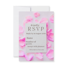 Elegante Cartão de RSVP Floral Rosa | Pétalas de R