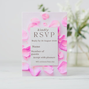 Elegante Cartão de RSVP Floral Rosa Pétalas de R