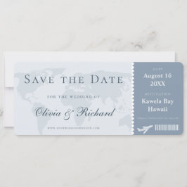 Elegante Cartão de Save the Date em Azul Poeirento