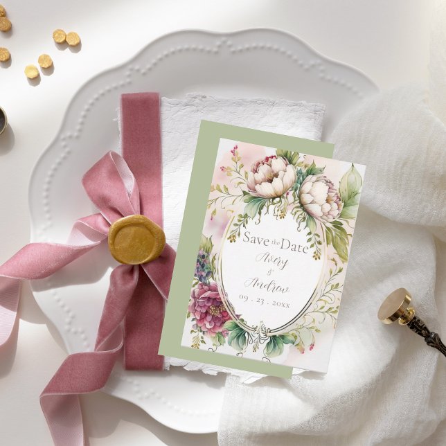 Elegante cartão de Save The Date romântico e rústi (Criador carregado)