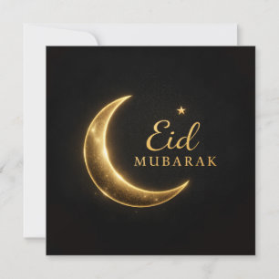 Elegante Cartão Eid Mubarak Preto e Dourado – Prem