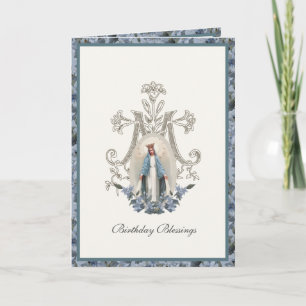Elegante Cartão Floral Virgem Maria Religiosa