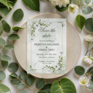 Elegante Cartão Postal de Noivado Floral Branco pa