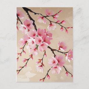 Elegante cartão postal Flor de Cerejeira Rosa - Ar