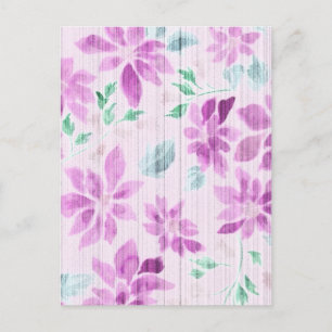 Elegante Cartão Postal Floral em Aquarela Lavanda