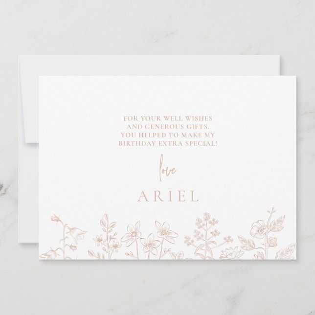 Elegante cartões de agradecimentos de aniversário  (Frente)