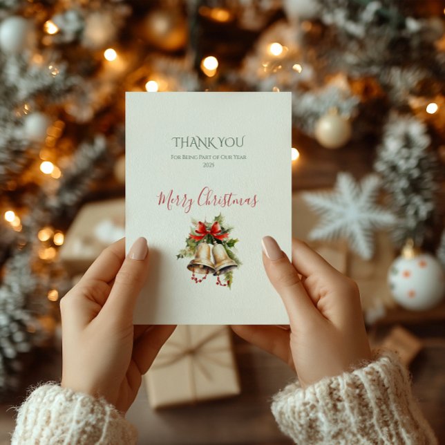Elegante Cartões de agradecimentos de Natal em Ver (Classic Christmas Elegance thank you card — elegant holiday thank you card for family or corporate.)