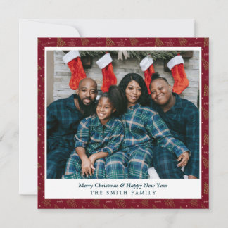 Elegante Cartões de natal Vermelhos Crimson com Fo