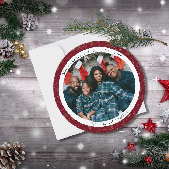 Elegante Cartões de natal Vermelhos Crimson com Fo (Criador carregado)