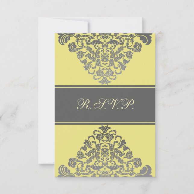 elegante "casamento amarelo RSVP Padrão 3.5 x 5 (Frente)