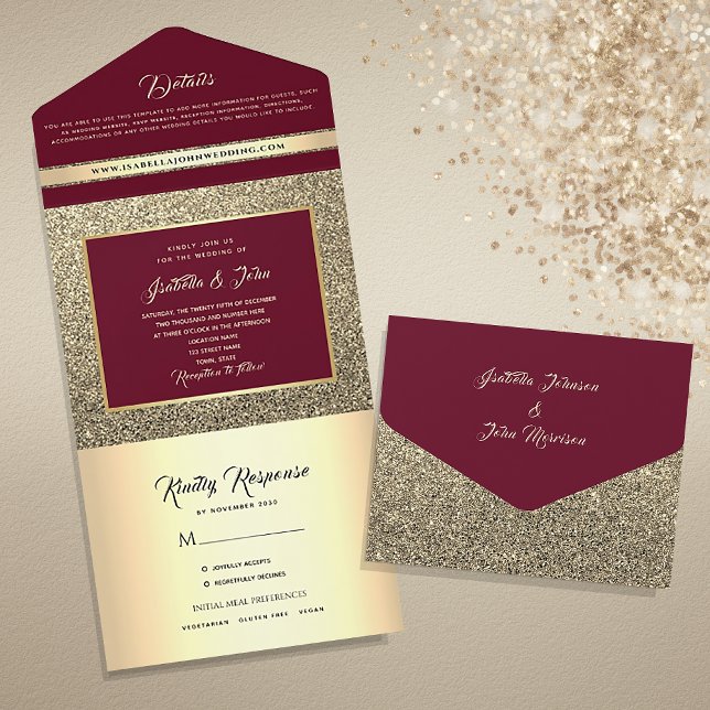Elegante Casamento com Brilho Dourado e Borgonha (Criador carregado)