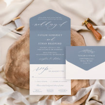 Elegante Casamento com Grafia Caligráfica em Azul 