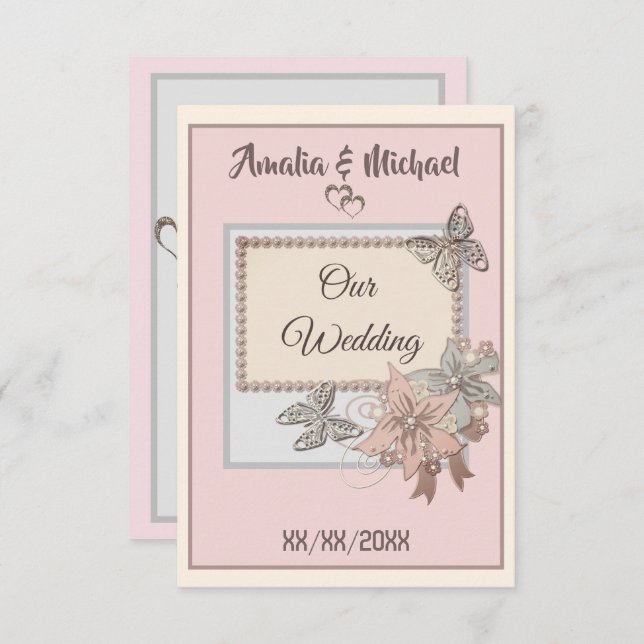 Elegante, casamento, convite para noivados, borbol (Frente/Verso)