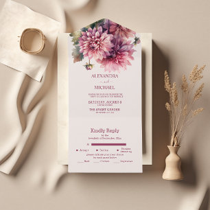 Elegante Casamento de Aquarela Coral e Dália Rosa