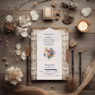 Elegante Casamento Floral Boho em Aquarela