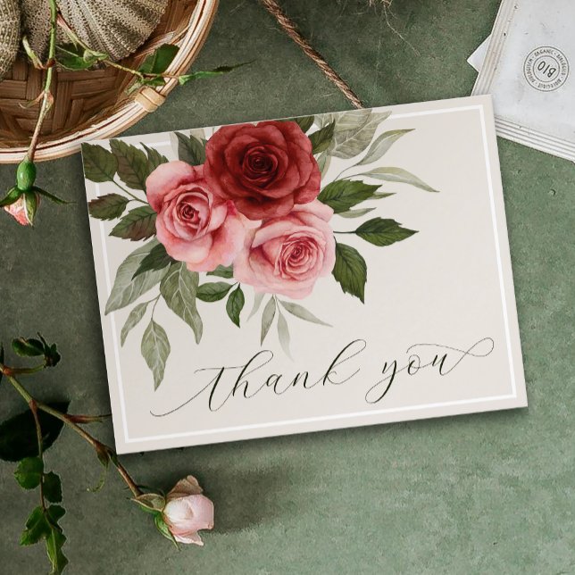 Elegante Casamento Floral Obrigado Cartão Postal (Criador carregado)