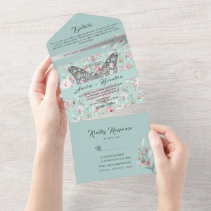 Elegante Casamento Floral Rosa Azul Pastel