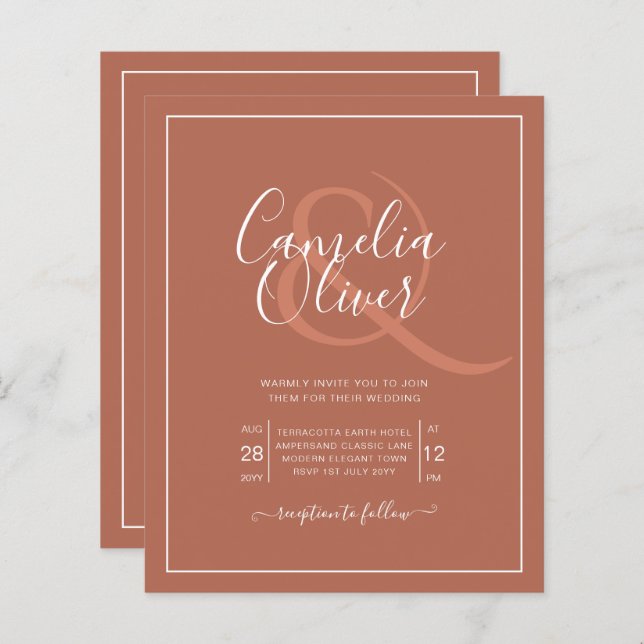 Elegante CASAMENTO ORÇAMENTÁRIO Terracota CASAMENT (Frente/Verso)