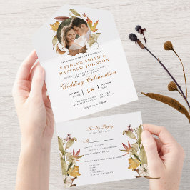 Elegante Casamento outono de Folhagem de outono de