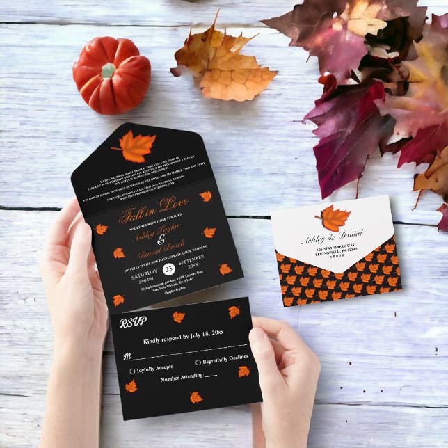 Elegante Casamento outono de Laranja Branco Negro (Criador carregado)