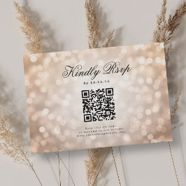 Elegante Casamento QR RSVP Bokeh Lights Rosa Doura