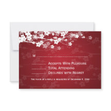 Elegante Casamento RSVP Cherry Blossom Red