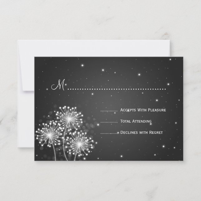 Elegante Casamento RSVP Verão Sparkle Black (Frente)