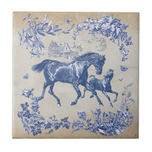Elegante Cavalos Azuis Vintage Floral