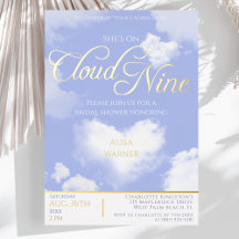 Elegante Céu Azul Nove Nuvens Chá de Noiva Dourado
