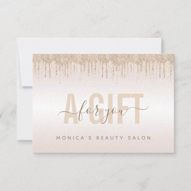 Elegante Champagne Glitter Derrubando Salão de Bel (Frente)