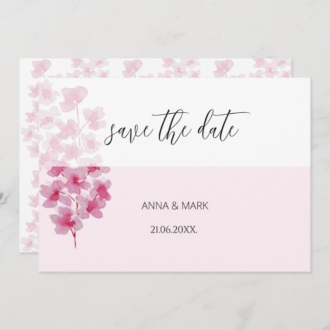 Elegante Cherry Blossoms Watercolor pintado à mão (Frente/Verso)