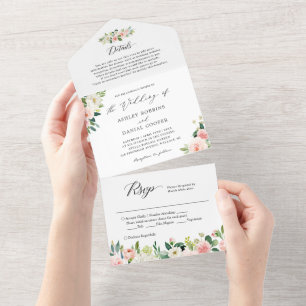 Elegante Chic Blush Floral Detalhes do Casamento R