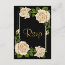 Elegante Chic Corner Ivory Rosas Casamento RSVP