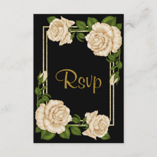 Elegante Chic Corner Ivory Rosas Casamento RSVP