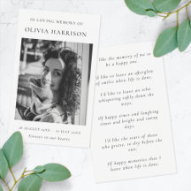 Elegante Chic Memorial | Cartão de Poema Fotográfi