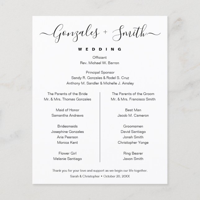 Elegante Chic Preto Branco Festa de casamento simp (Frente)