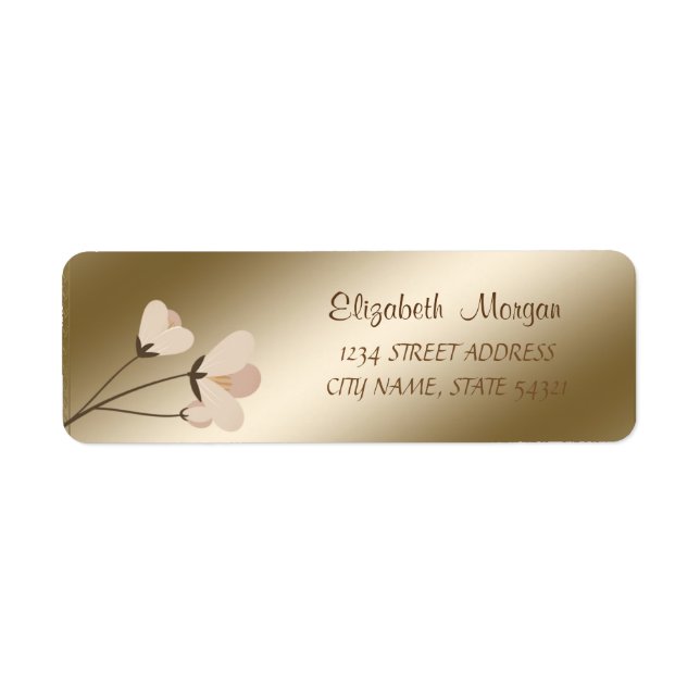 Elegante Chic Romântico, Etiqueta de Endereço Flor (Frente)