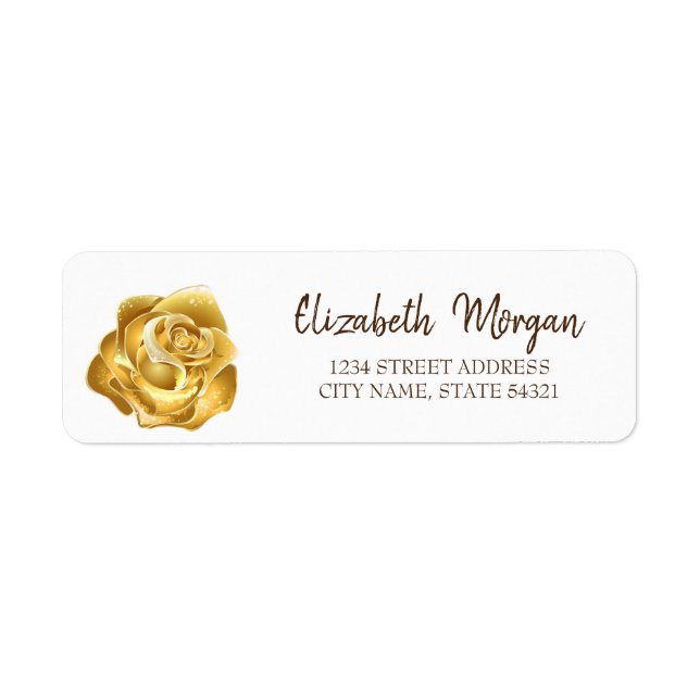 Elegante Chic, Rosa Dourada, Etiqueta de Endereço  (Frente)