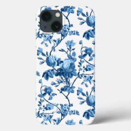 Elegante Chic Vintage Blue Rosa Floral