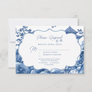 Elegante Chinoiserie Blue Pagoda Wedda RSVP
