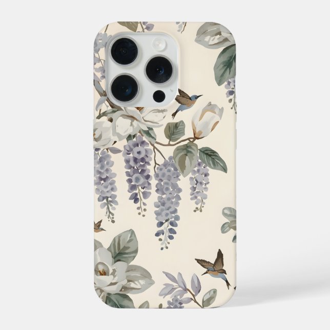Elegante Chinoiserie de Flores e Pássaros (Verso)