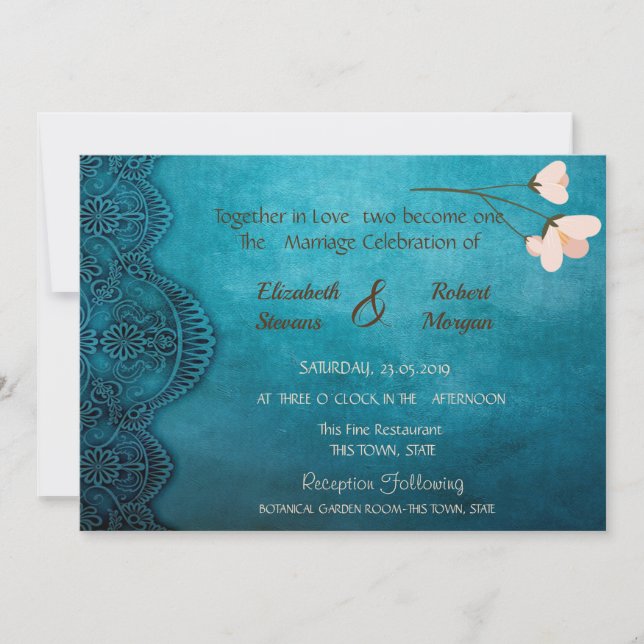 Elegante Chique Convite de Casamento Vintage (Frente)