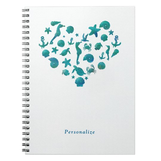 Elegante chique moderno da aguarela da cerceta das caderno espiral