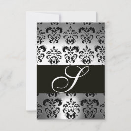 ELEGANTE CINZA BRANCA BRANCA DAMASK MONOGRAM RSVP