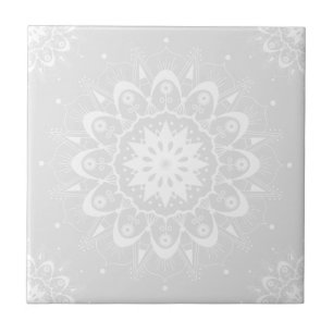 Elegante Cinza Chic White Floral Mandala