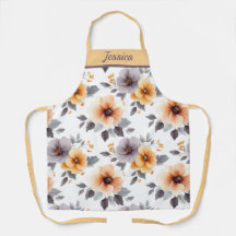 Elegante cinza Floral Personalizada Apron