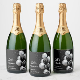 Elegante Cinza Negra Balão Chic Birthday