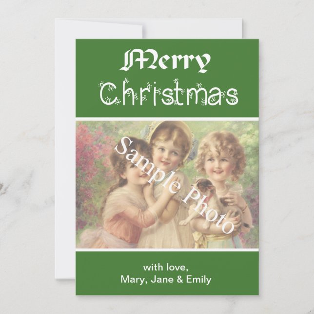 Elegante, clássico cartão com fotos de Natal Feliz (Frente)