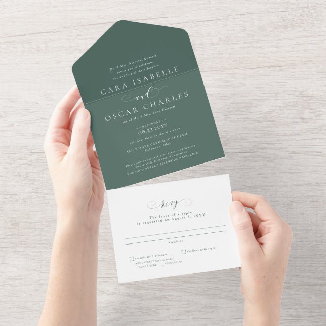 Elegante clássico casamento moderno verde (Aba destacável)
