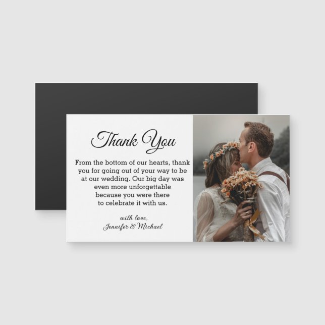 elegante clássico chic obrigado ímã de casamento (Frente/Verso)